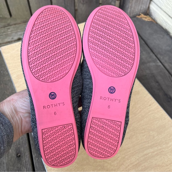 Rothy’s Grey Birdseye Pink Sole Round Toe Flats Sz 6 - Picture 10 of 15